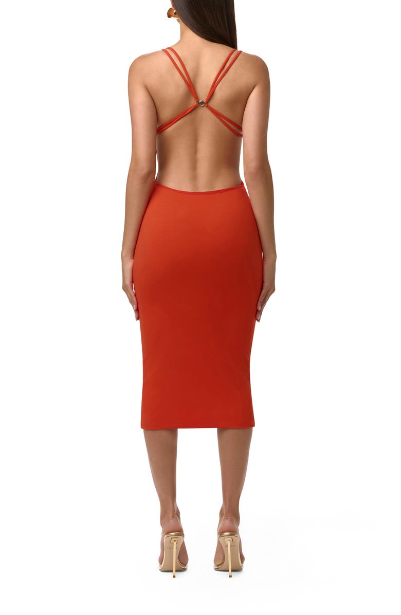 Naked Wardrobe Sleeveless Crepe Midi Dress, Alternate, color, Tangerine