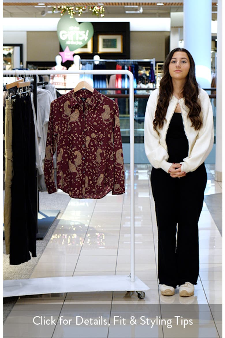 Kate Jaguar Print Silk Button-Up Shirt video