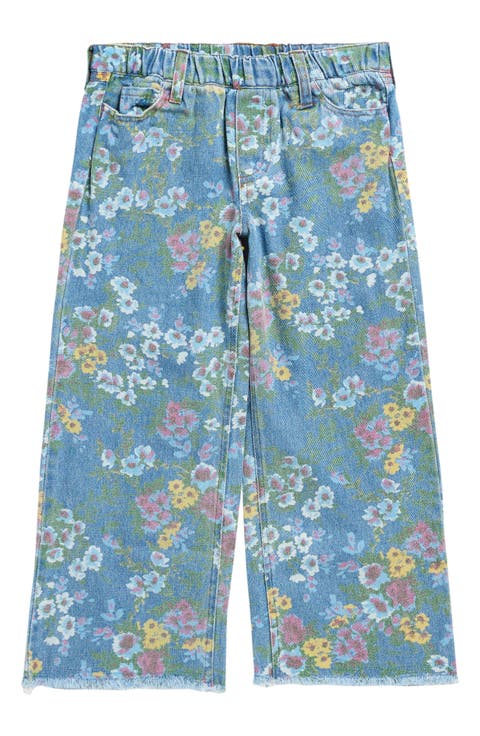Kids' Floral Wide Leg Jeans