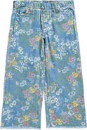 FLORIA Kids' Floral Wide Leg Jeans
