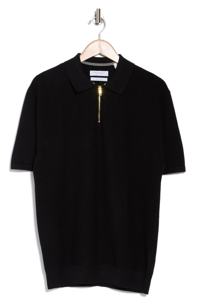 DENIM AND FLOWER Textured Polo Sweater, Alternate, color, 