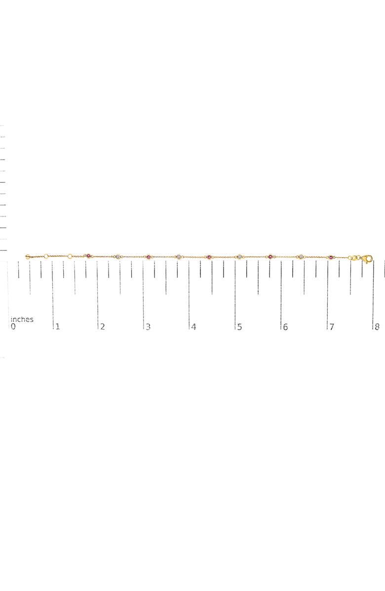 Haus of Brilliance 14K Yellow Gold Alternating Red Ruby and White Diamond Bezel Station Chain Bracelet, Alternate, color, Yellow