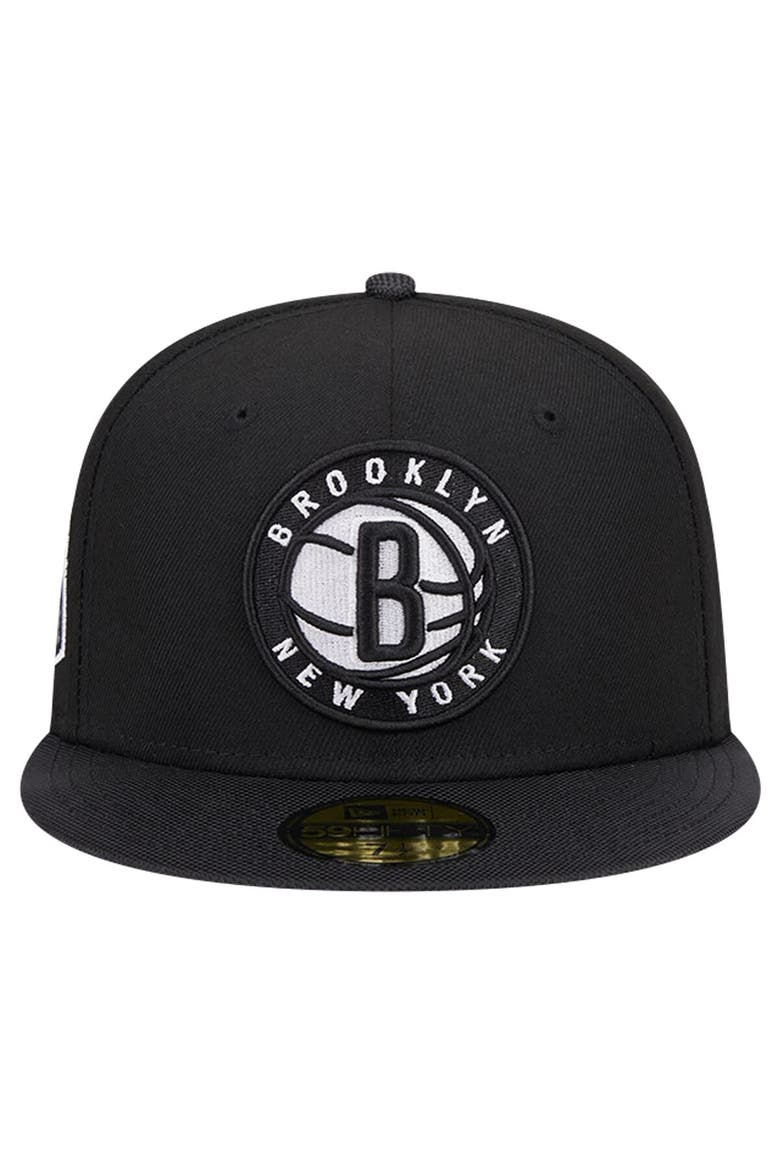 Men's New Era Black Brooklyn Nets Active Satin Visor 59FIFTY Fitted Hat, Alternate, color, Black