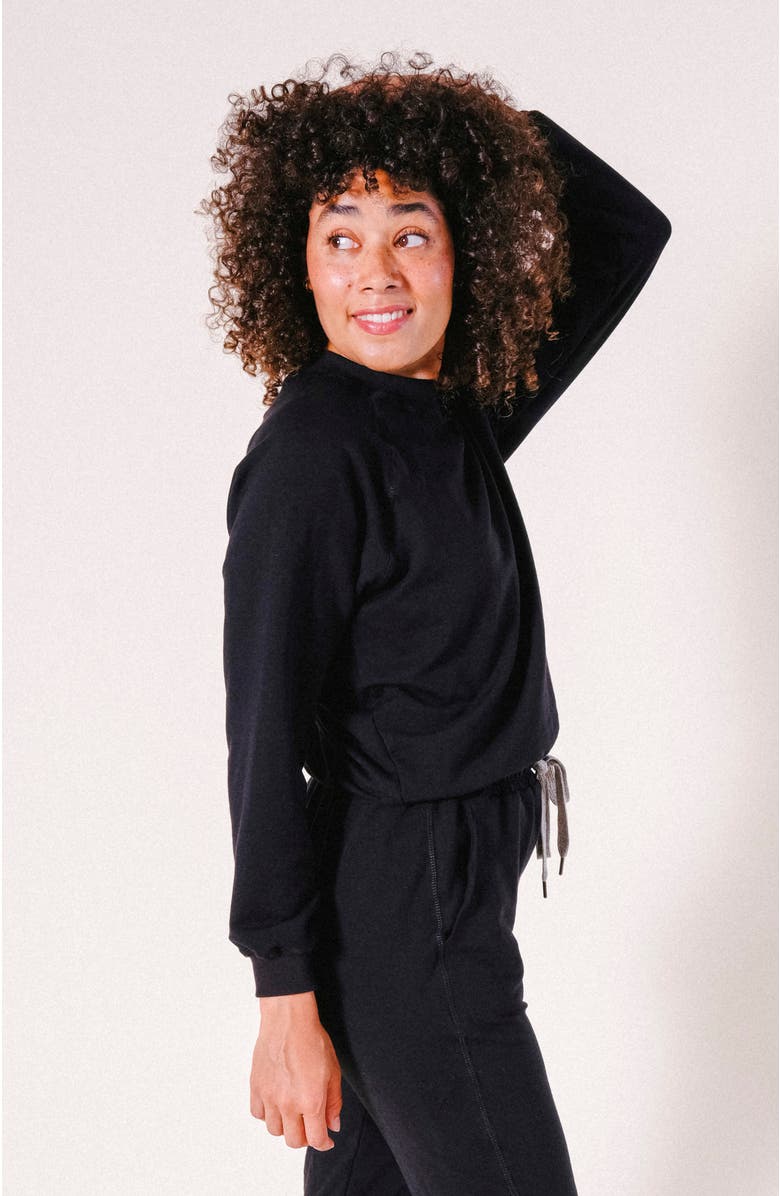 POPLINEN Plus Agnes Raglan Organic Cotton + Tencel Sweatshirt, Alternate, color, Black