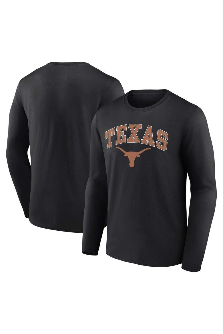 Men's Fanatics Branded Black Texas Longhorns Campus Long Sleeve T-Shirt, Main, color, Black
