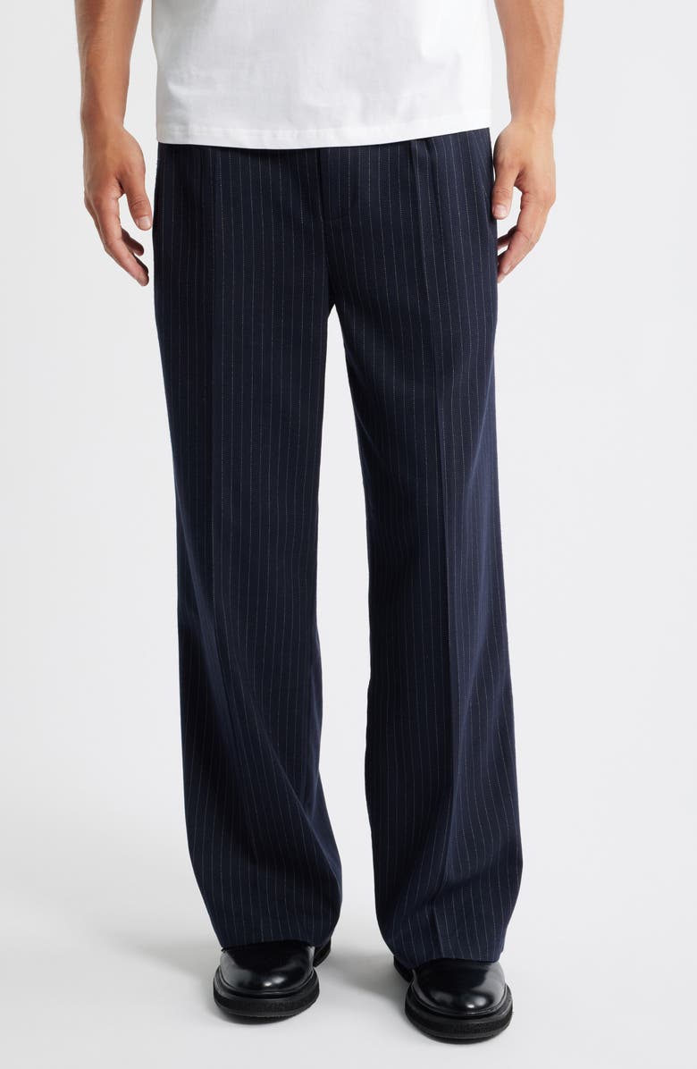 KROST Stripe Pleated Twill Pants, Main, color, Dark Navy