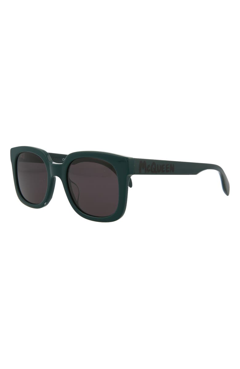 McQueen 53mm Square Sunglasses, Alternate, color, Green Grey