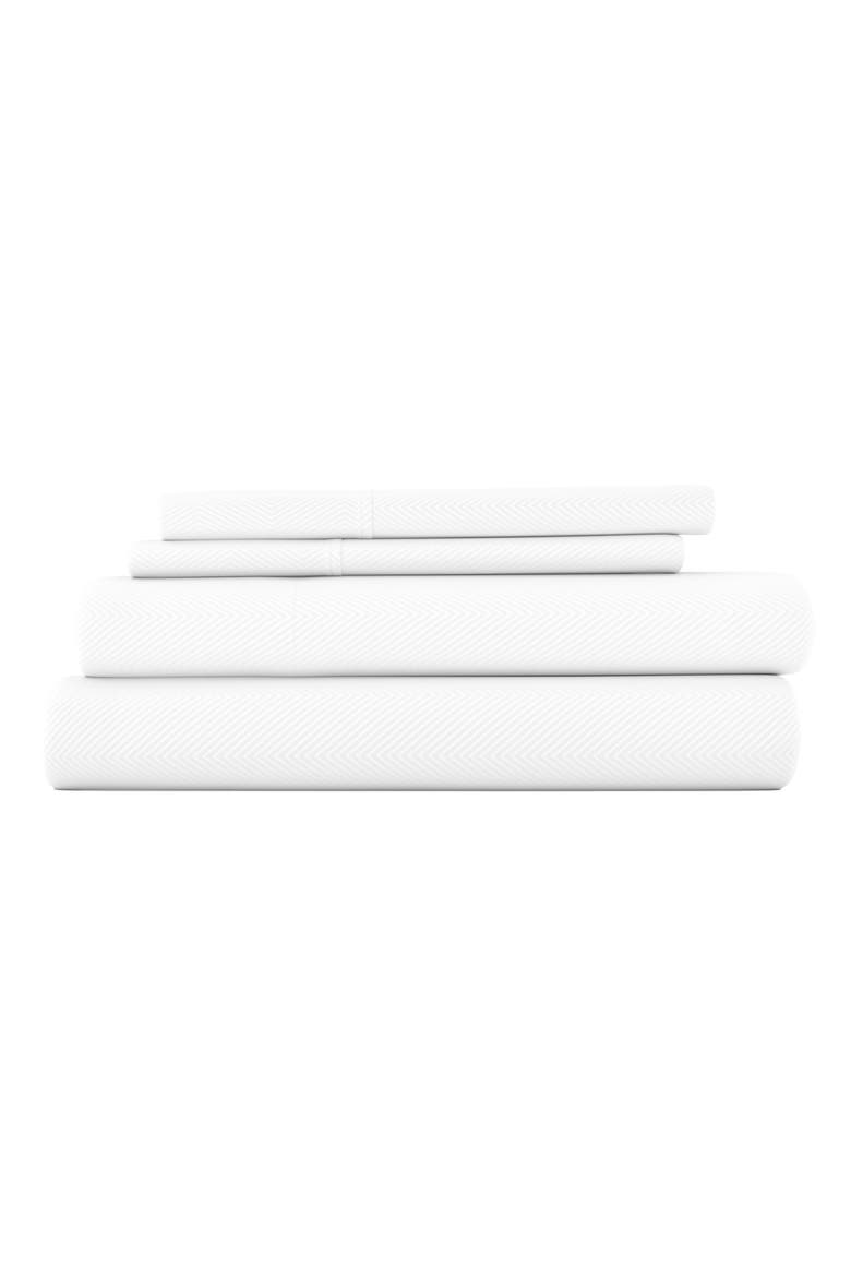 HOME SPUN Premium Chevron Embossed 4-Piece Bed Sheet Set, Main, color, WHITE