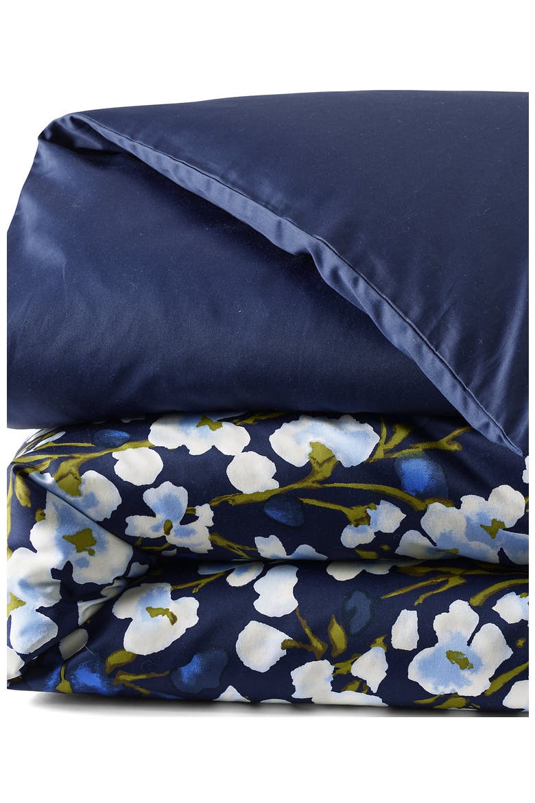 400 Thread Count Premium Supima Cotton No Iron Sateen Duvet Bed Cover, Alternate, color, Deep Sea Navy Floral