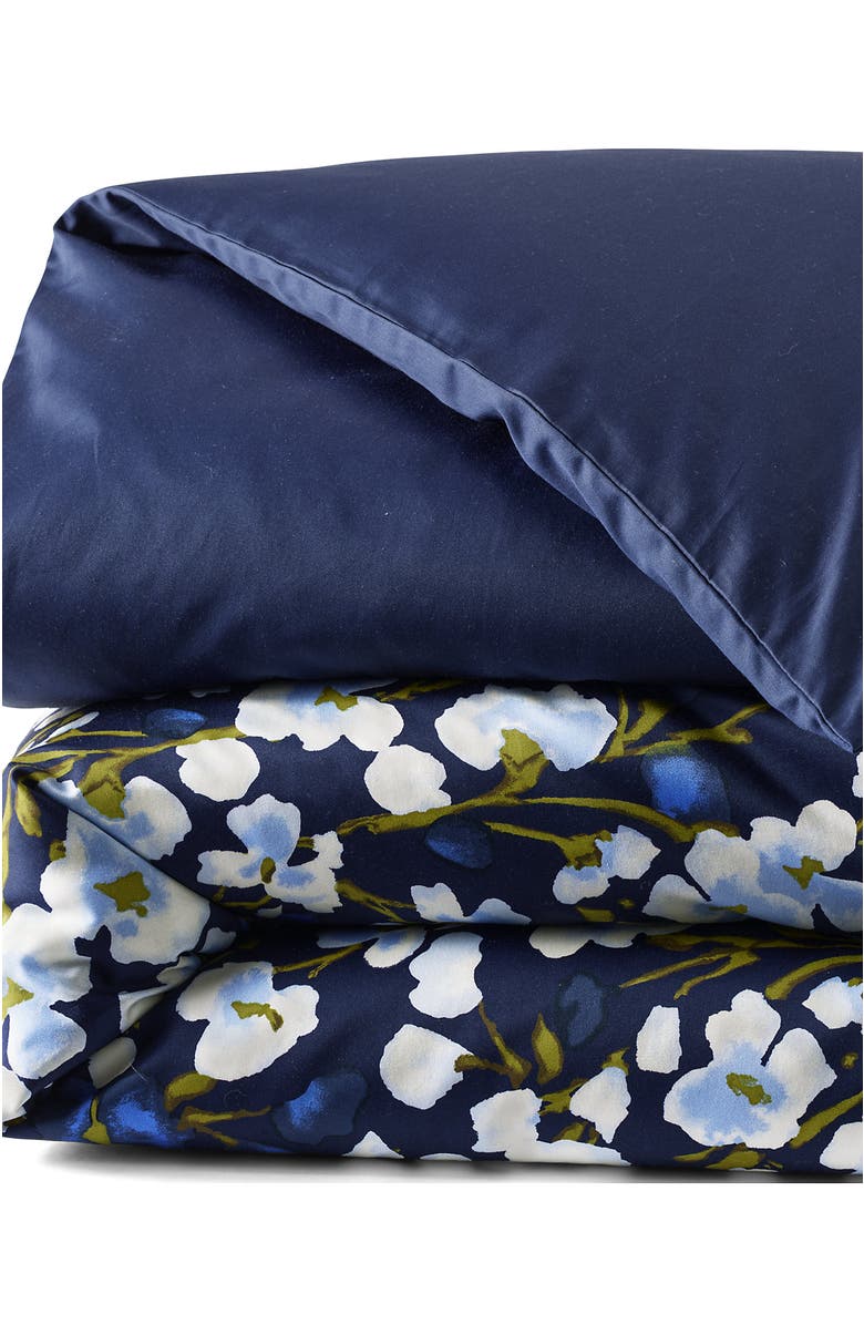 Lands' End 400 Thread Count Premium Supima Cotton No Iron Sateen Duvet Bed Cover, Alternate, color, Deep Sea Navy Floral