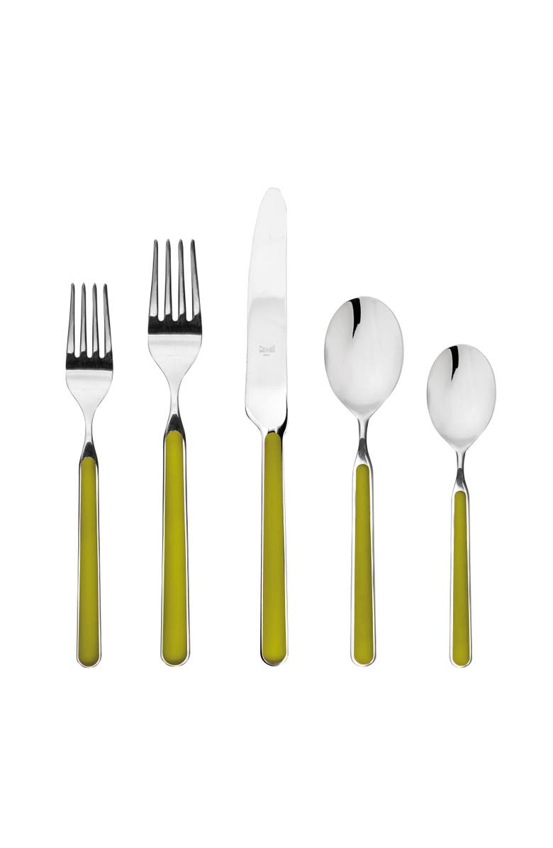 Mepra Fantasia Flatware Set - 5 Pieces, Main, color, Olive-Green
