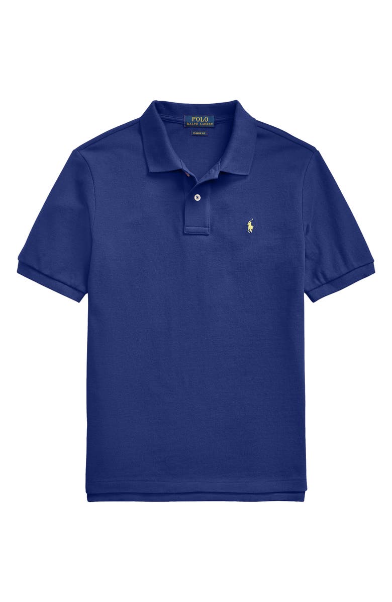 Polo Ralph Lauren Kids' Solid Cotton Piqué Knit Polo, Main, color, Blue