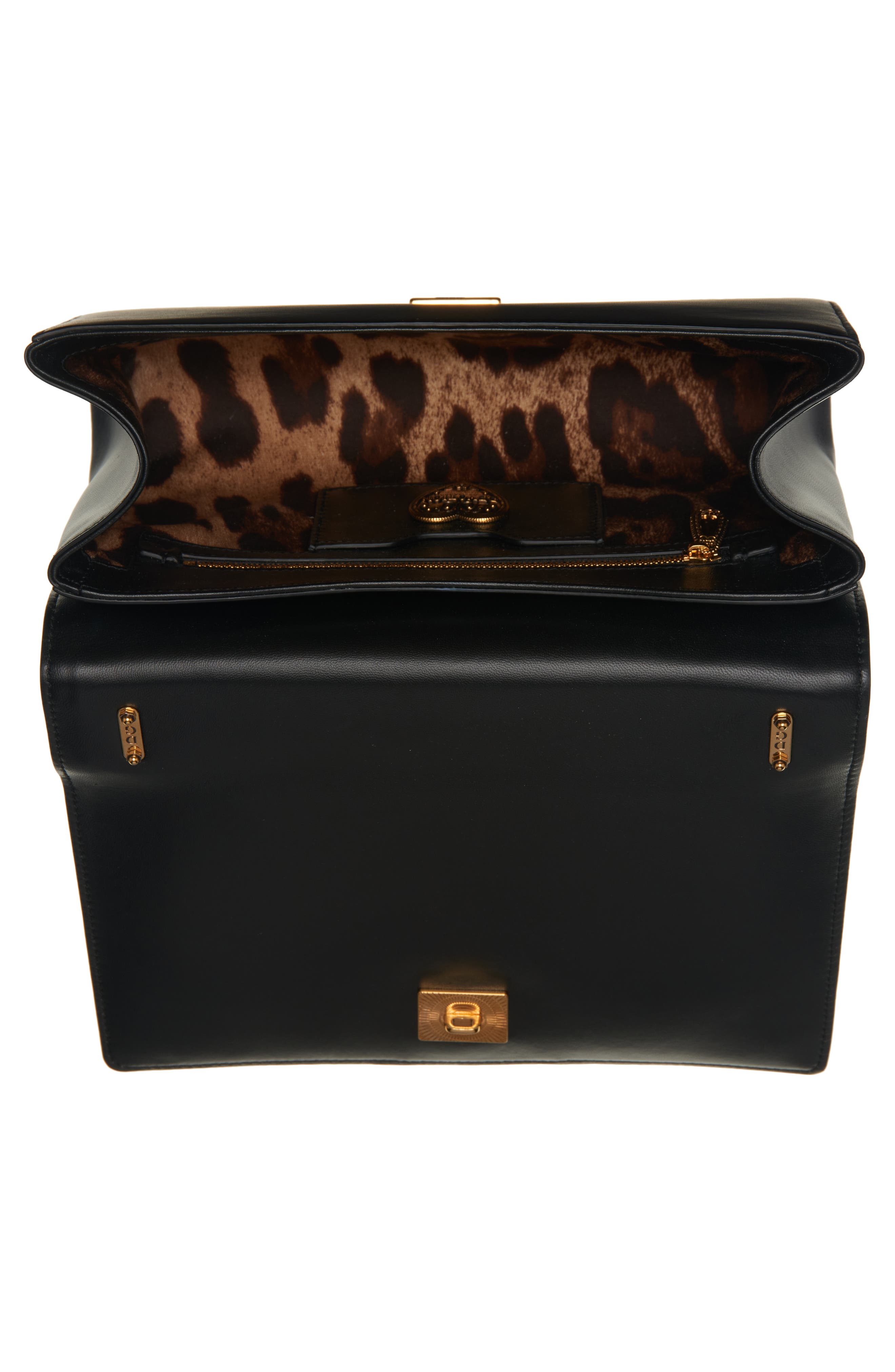 Dolce&Gabbana Devotion Logo Heart Lambskin Crossbody Bag, Alternate, color, Black