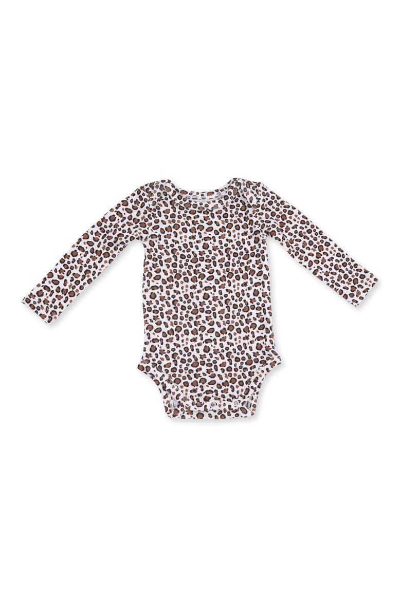 Leopard Print Rib Bodysuit, Main, color, BEIGE BROWN