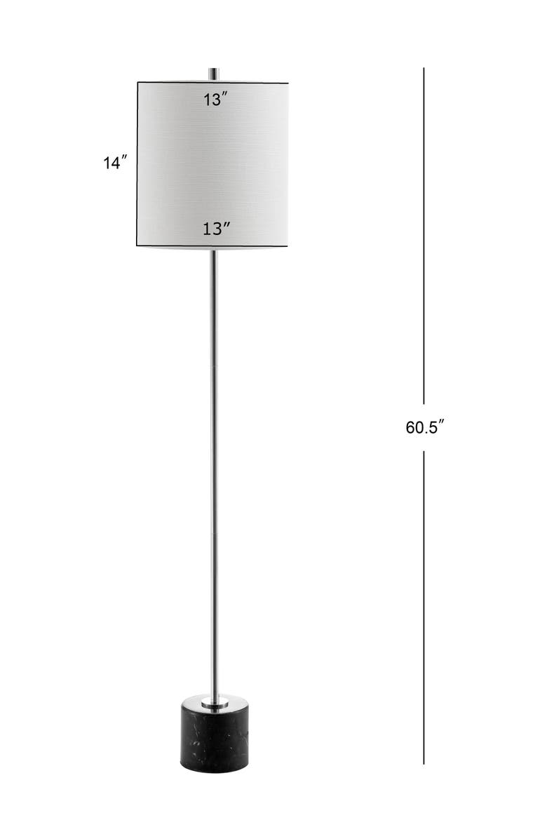 JONATHAN Y Levitt 60.5" Marble/Metal LED Floor Lamp, Black/Chrome, Alternate, color, Chrome