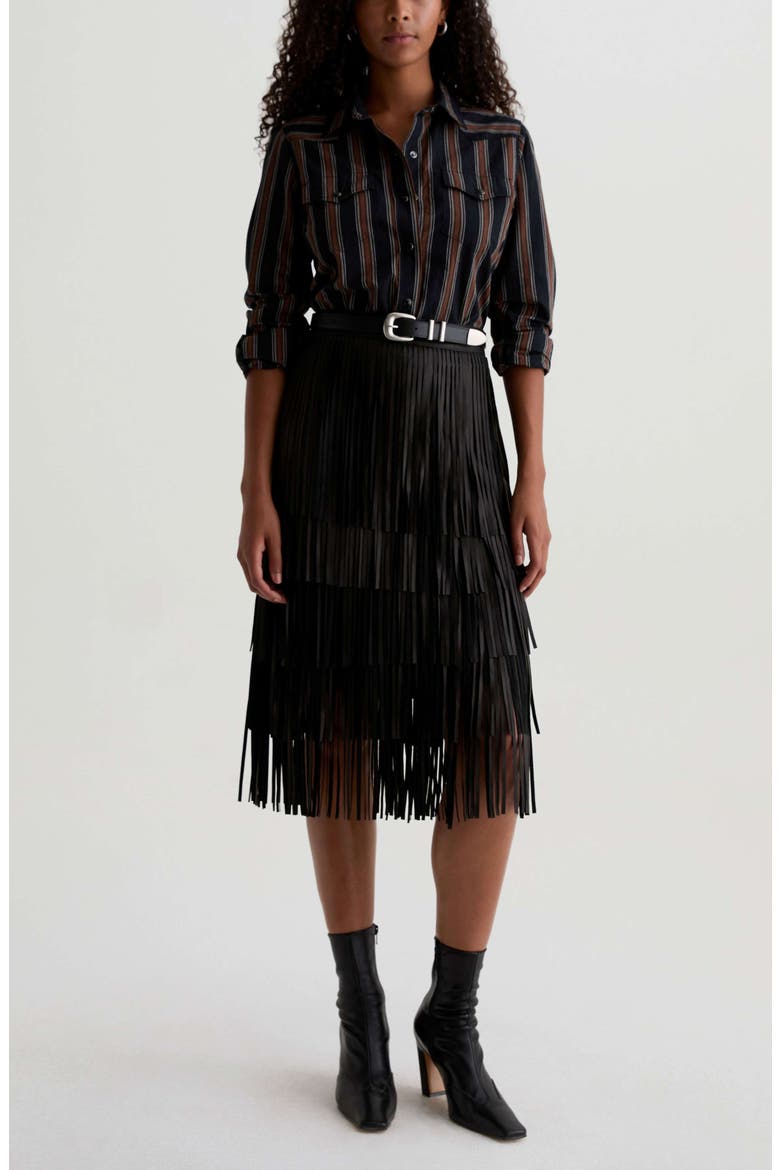 Melia Stripe Cotton Western Snap-Up Shirt, Alternate, color, BOLD STRIPE BLACK MULTI