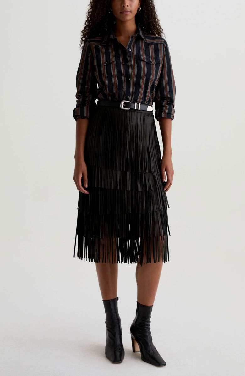 AG Melia Stripe Cotton Western Snap-Up Shirt, Alternate, color, Bold Stripe Black Multi