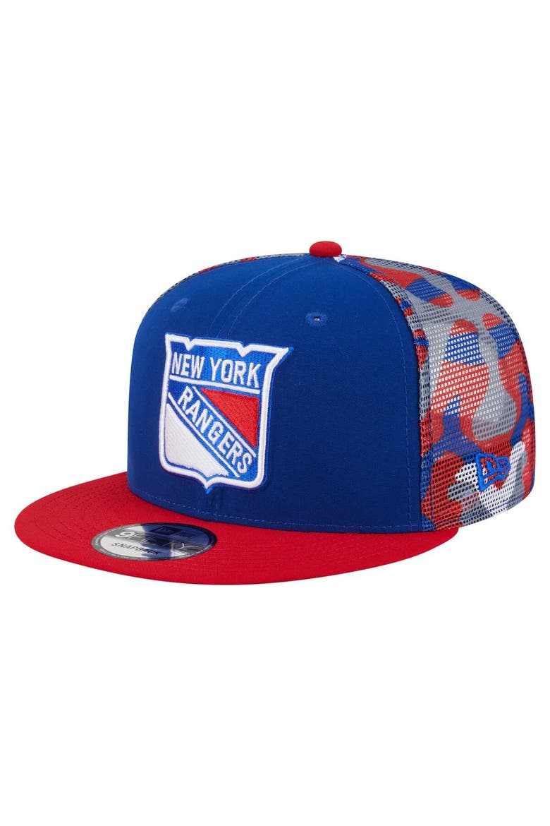 Men's New Era Blue/Red New York Rangers Camo Meshback 9FIFTY Snapback Hat, Main, color, Blue