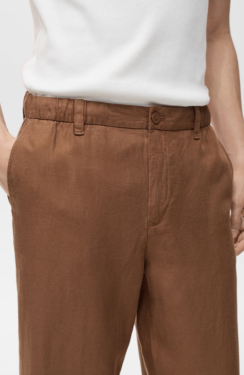 MANGO Lyocell & Linen Pants, Alternate, color, Tobacco Brown