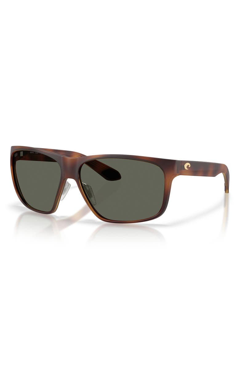 Costa Del Mar Trades 60mm Polarized Square Sunglasses, Alternate, color, Matte Tortoise / Gray 580G