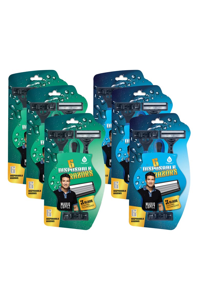 Mario Lopez 36 Disposable Razors Bundle, Alternate, color, Blue and Green