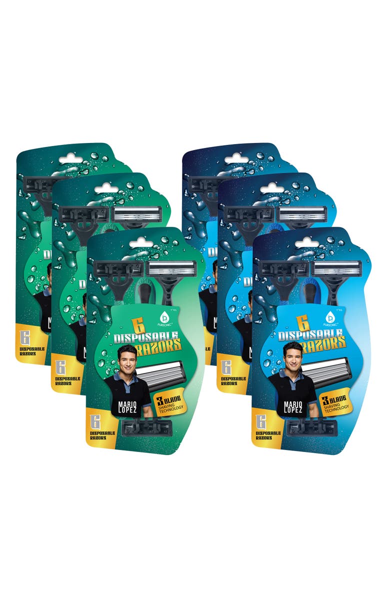 PURSONIC Mario Lopez 36 Disposable Razors Bundle, Alternate, color, Blue And Green