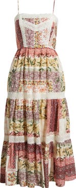 Chelsea28 Lace Inset Patchwork Midi Dress