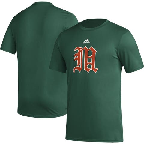 Men
s adidas Green Miami Hurricanes Basics Secondary Pre-Game AEROREADY T-Shirt