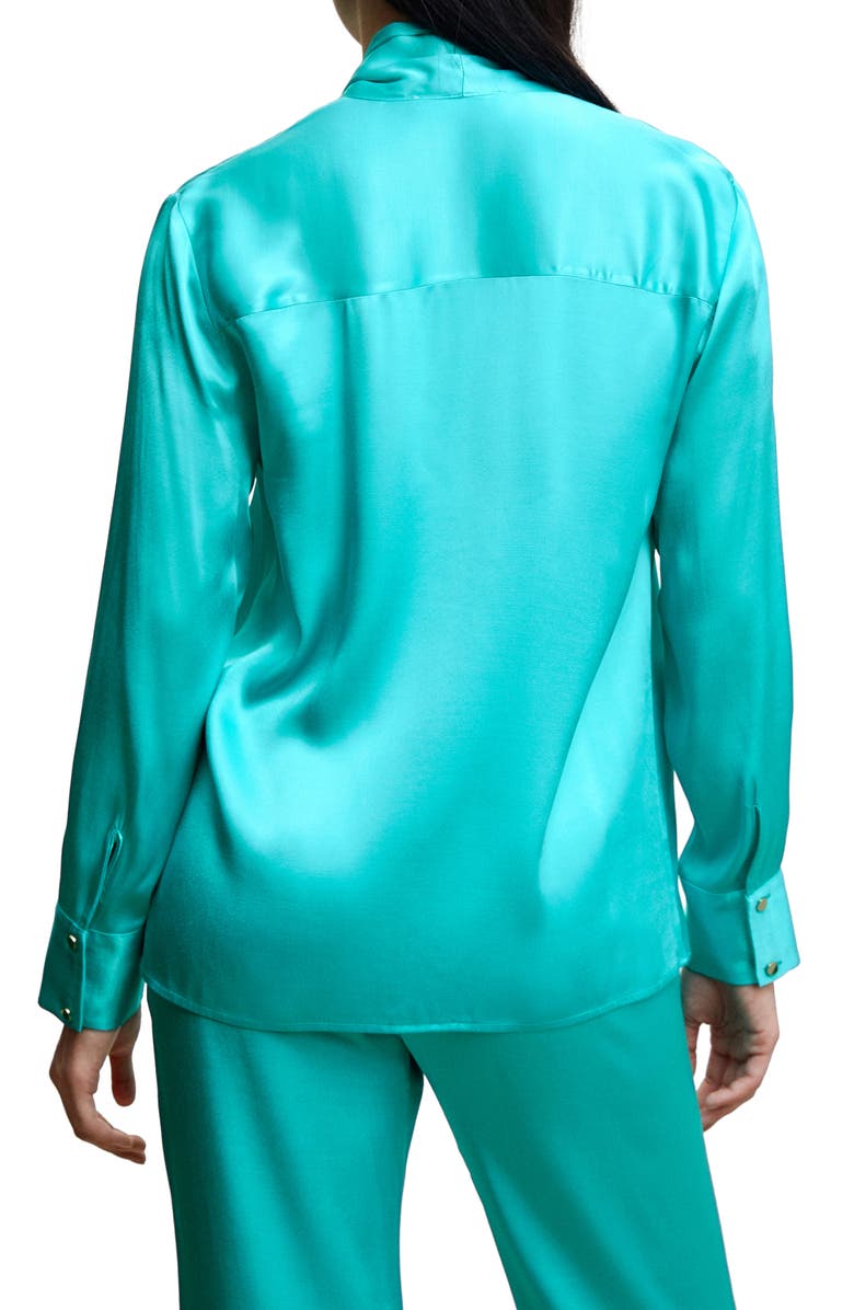 MANGO Tie Neck Satin Blouse, Alternate, color, 