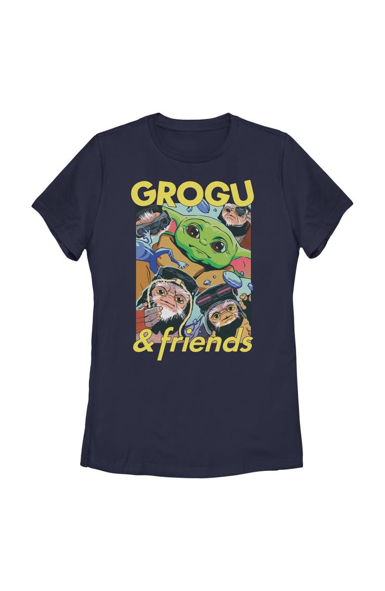 Star Wars: The Mandalorian and Grogu Women's Star Wars The Mandalorian and Grogu The Child And Friends Collage  Graphic T-Shirt, Main, color, Navy Blue