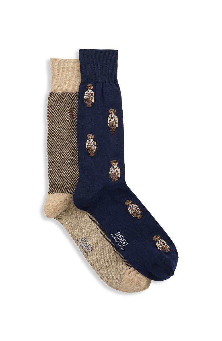 Polo Ralph Lauren Big & Tall Charles Bear 2-pk Crew Socks, Main, color, Navy