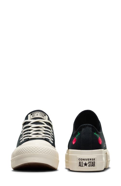 Converse Black Chuck Taylor All Star Lift Platform Cherries Low Top Sneakers