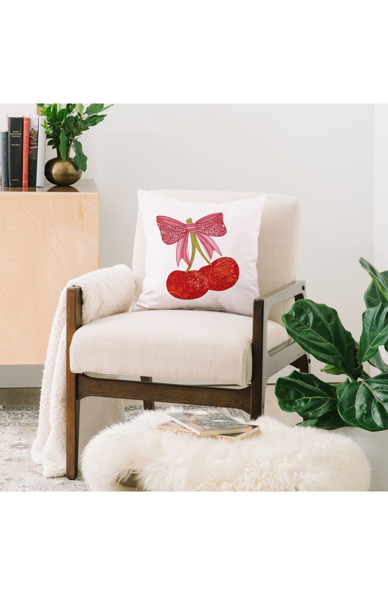 Deny Designs Cherries With A Bow Throw Pillow, Alternate, color, Red