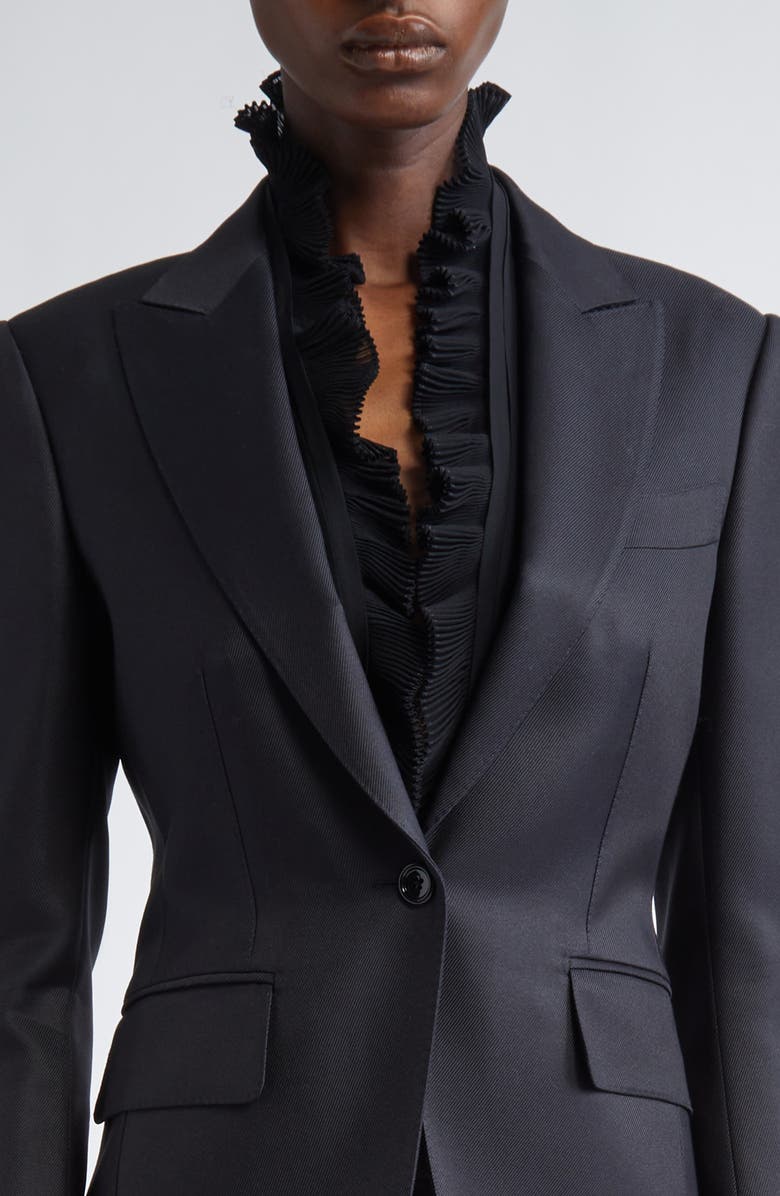 TOM FORD Wool & Silk Twill Single Breasted Blazer, Alternate, color, Lb999 Black