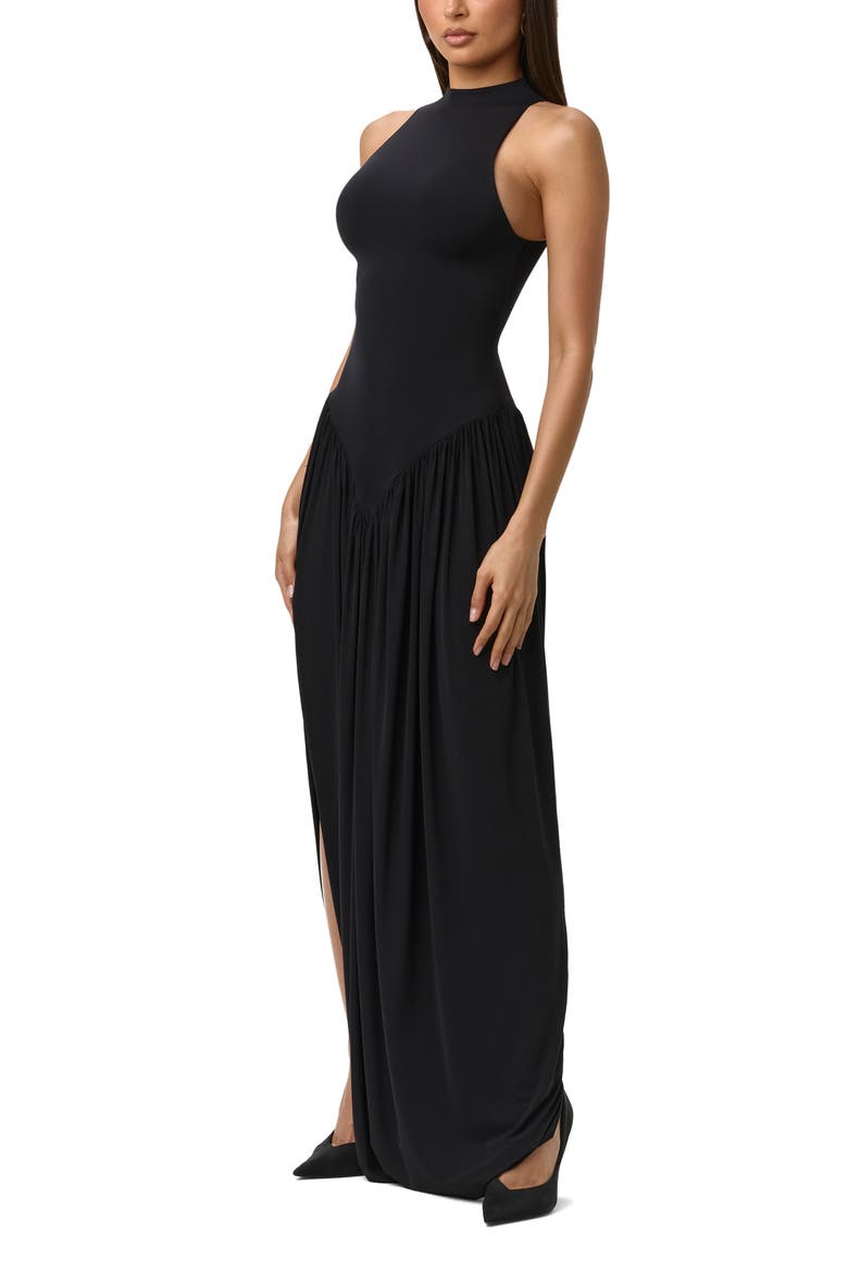 Sleeveless Mock Neck Maxi Dress, Alternate, color, BLACK