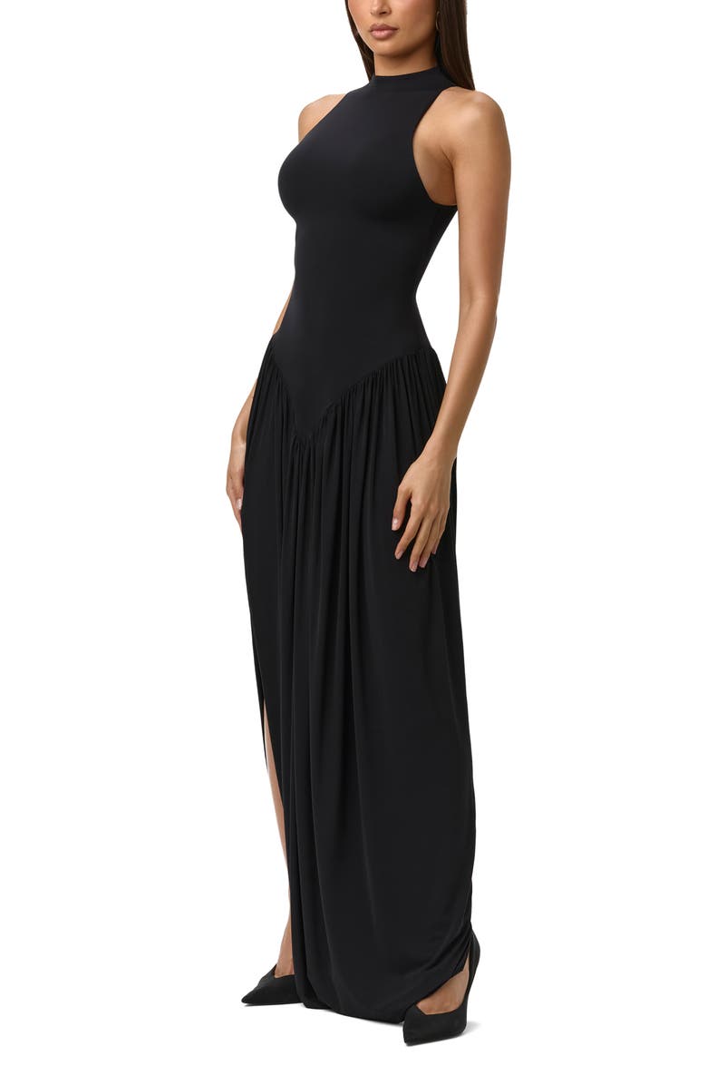 Naked Wardrobe Sleeveless Mock Neck Maxi Dress, Alternate, color, Black