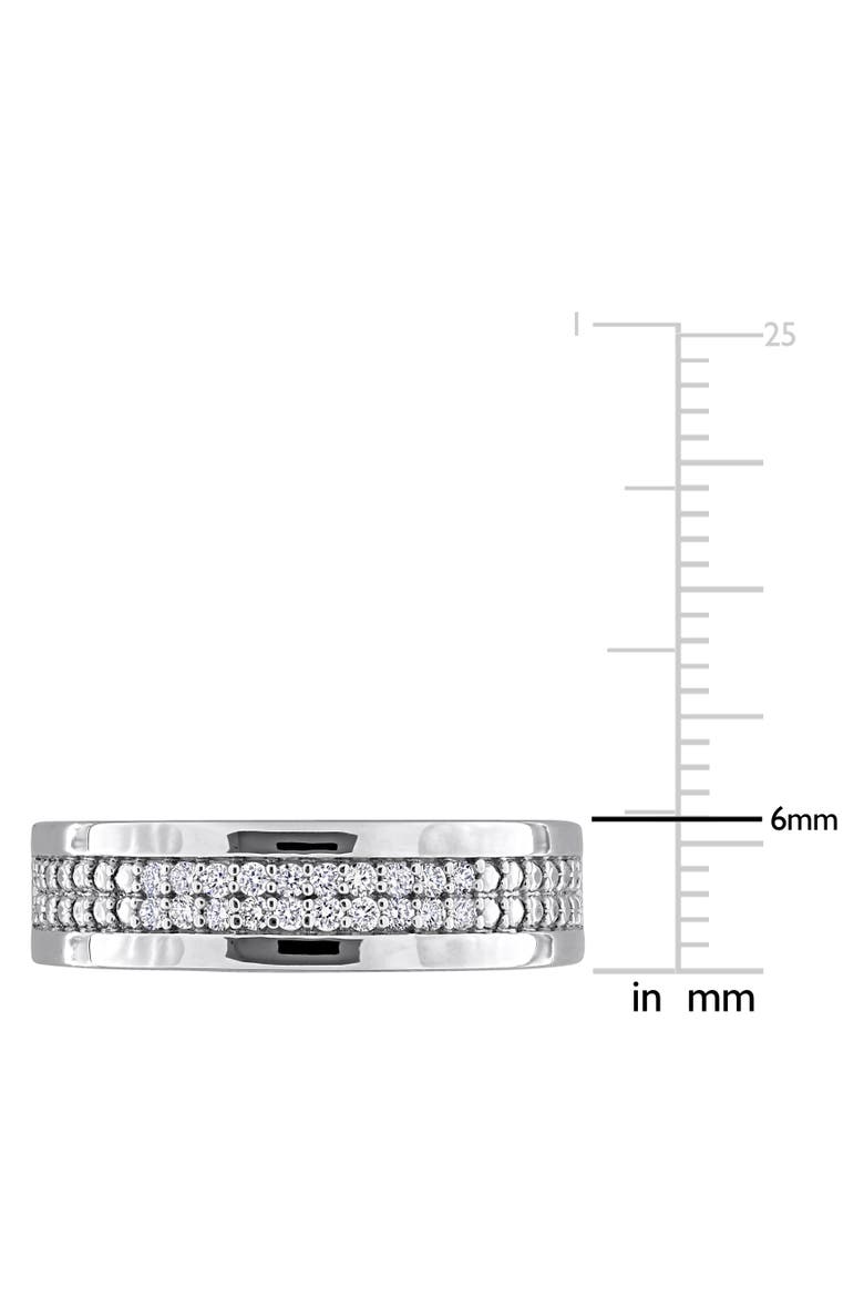 Men's Lab Grown Diamond Double Row Band, Alternate, color, Sterling Silver