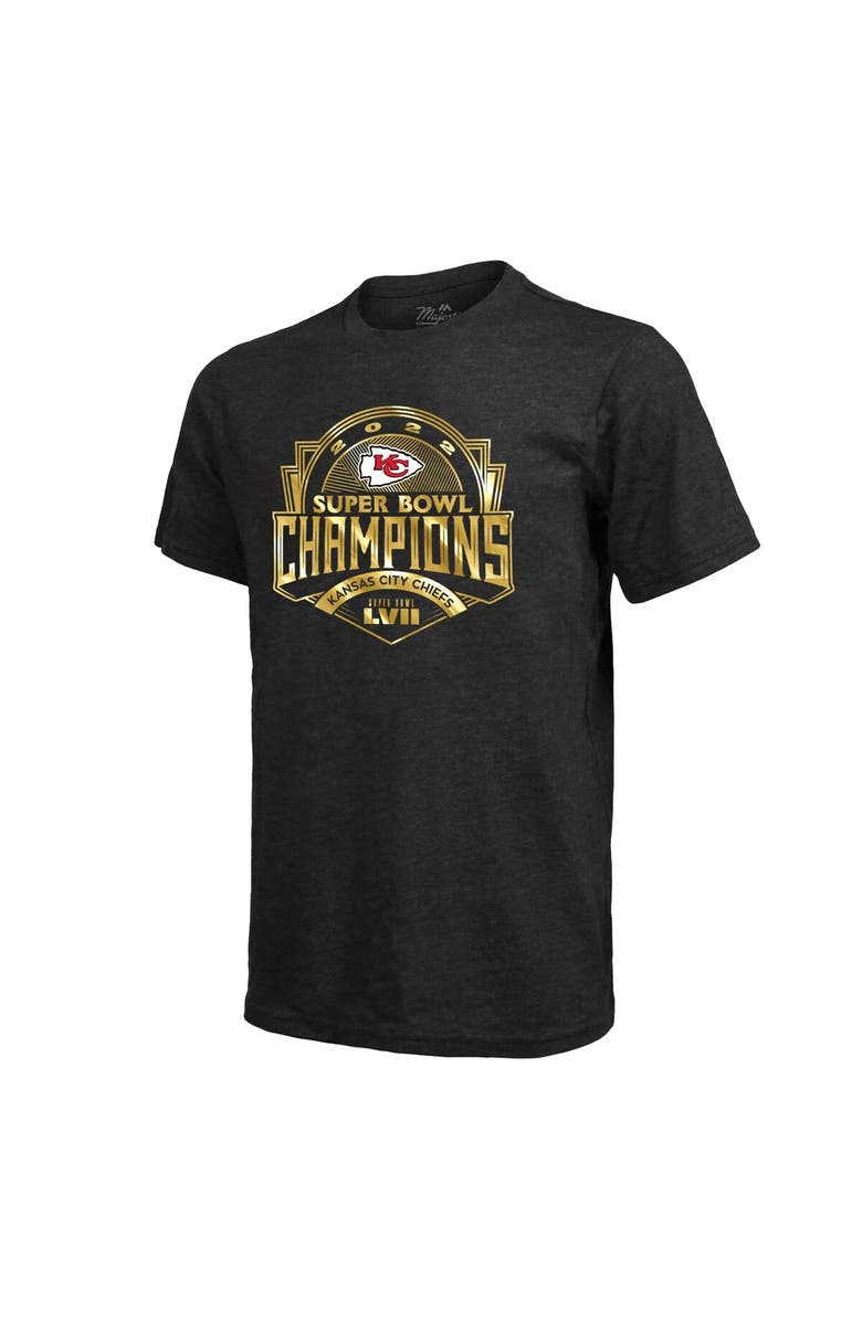 Majestic Threads Men's Majestic Threads Black Kansas City Chiefs Super Bowl LVII Champions Luxe Foil Tri-Blend T-Shirt, Alternate, color, 