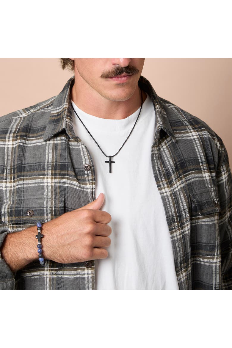 Black Cross Pendant 22" Chain, Alternate, color, Black