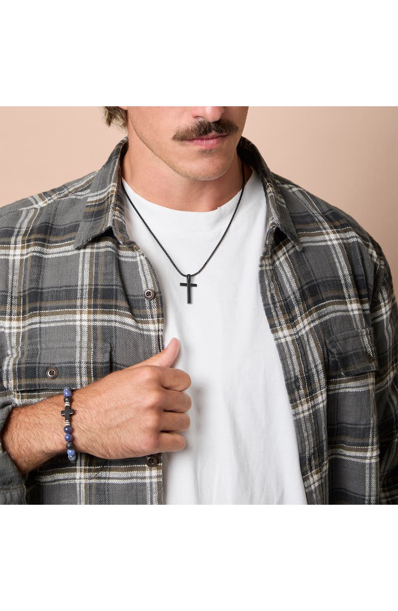 Lucky Brand Black Cross Pendant 22" Chain, Alternate, color, Black