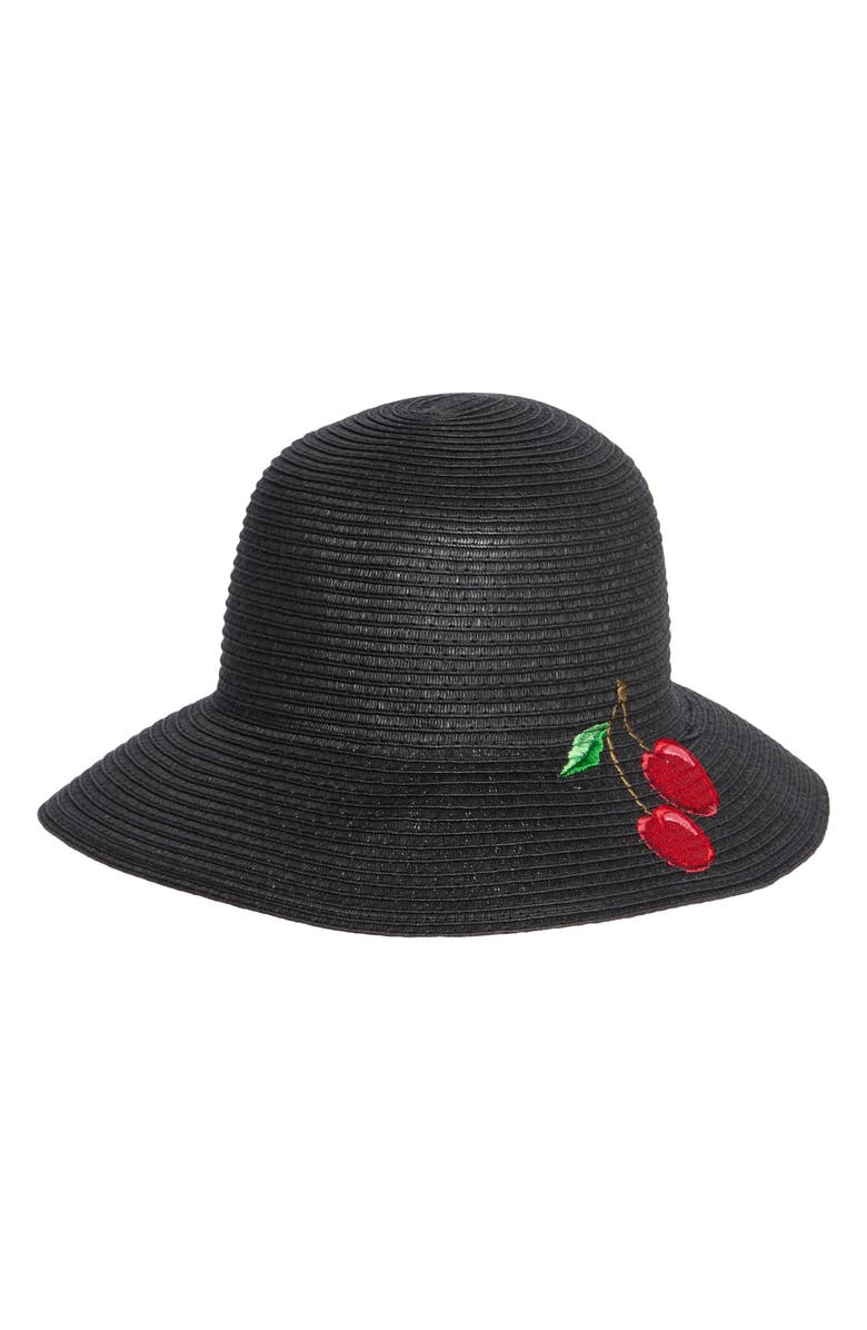 Steve Madden Embroidered Straw Bucket Hat, Main, color,