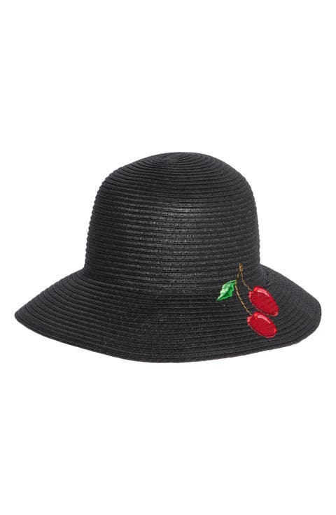 Embroidered Straw Bucket Hat