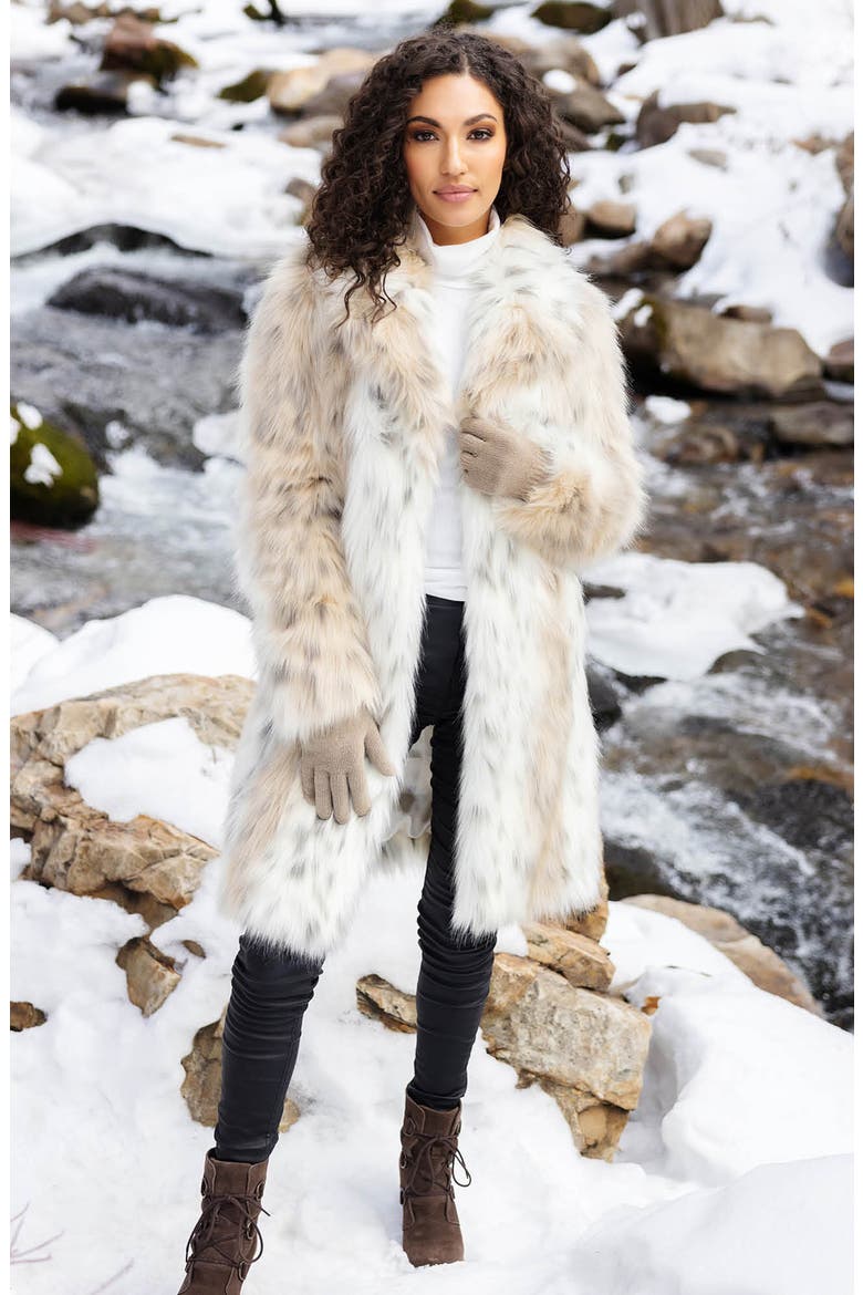 Fireside Faux Fur Coat, Alternate, color, SNOW LYNX
