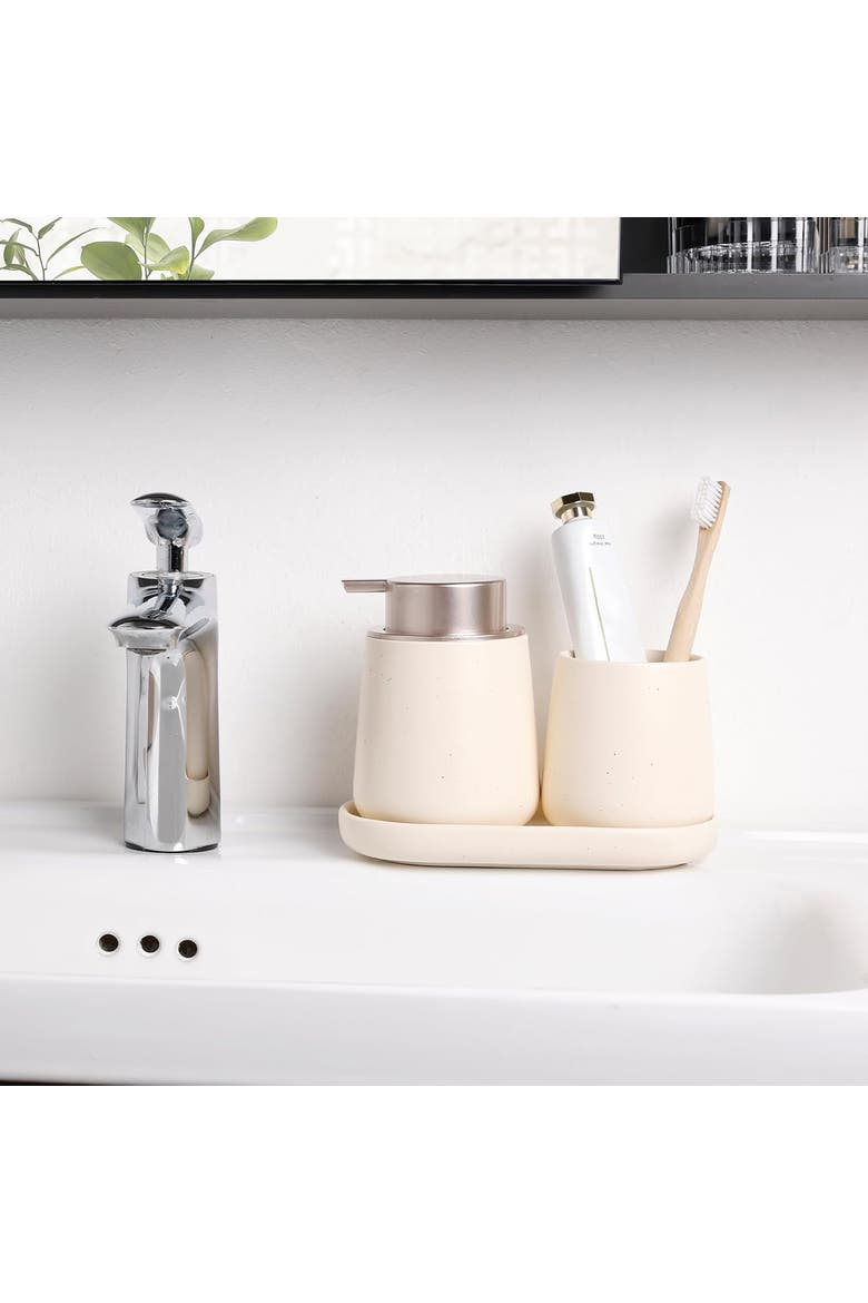 Modern 3-Piece Foaming Bathroom Set Recycled Eco-Clay, Alternate, color, Apricot