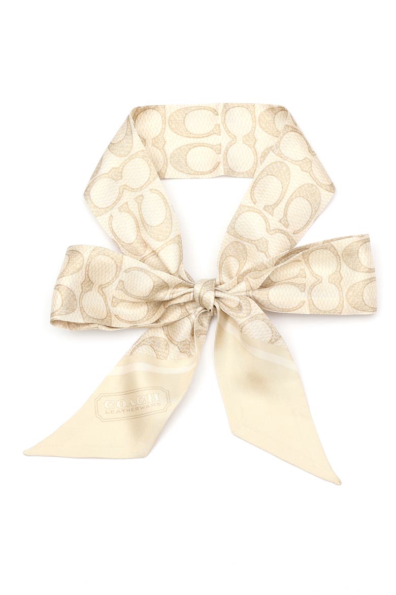 Textured Signature Logo Silk Scarf, Alternate, color, CHALK