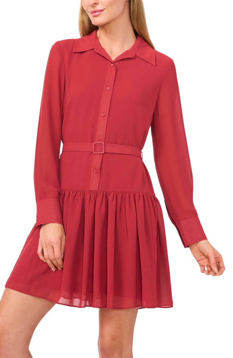 CeCe Long Sleeve Ruffle Hem Shirtdress, Alternate, color,