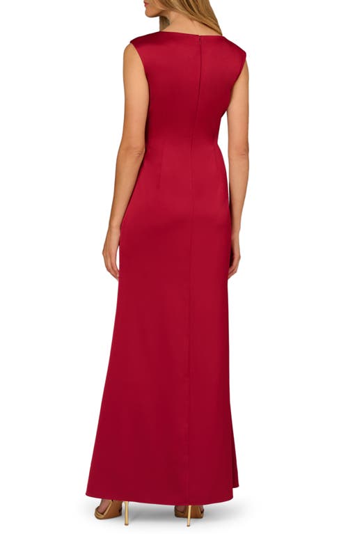 Aidan Mattox Sleeveless Satin Gown In Red