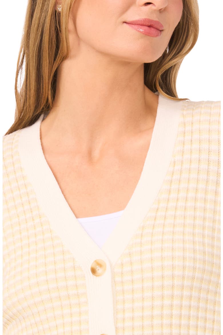 Stripe V-Neck Cardigan, Alternate, color, NEW IVORY