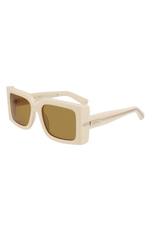 Ferragamo Prisma 55mm Modified Rectangular Sunglasses In Opaline Beige