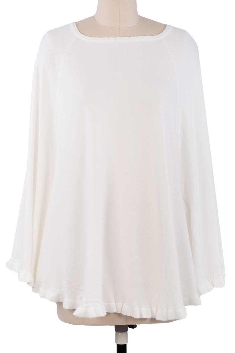 Talia Ruffle Trim Poncho, Alternate, color, IVORY